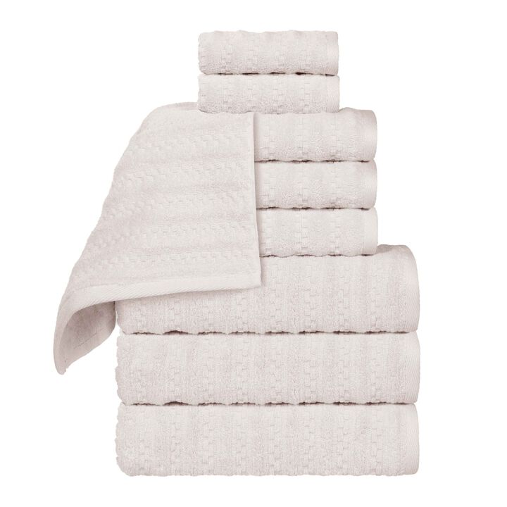 Zero Twist Cotton Waffle Stripe Towel Set Plush Absorbent Towels
