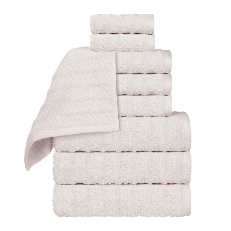 Zero Twist Cotton Waffle Stripe Towel Set Plush Absorbent Towels image number 0