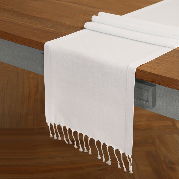Solino Home 100% Pure Linen Table Runner - Twisted Fringe