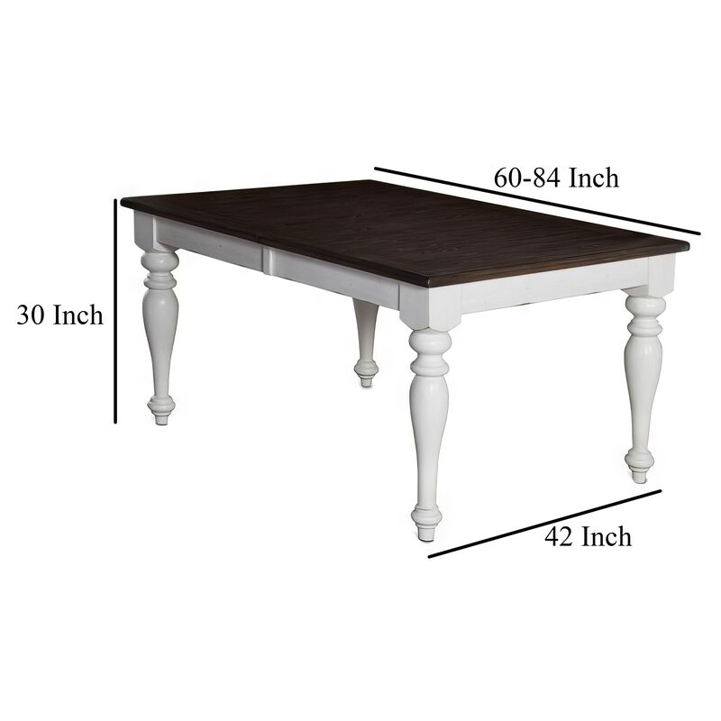 Barb Dining Table, White, Brown Mindi, Mahogany, Extendable 60-84 Inch image number 4
