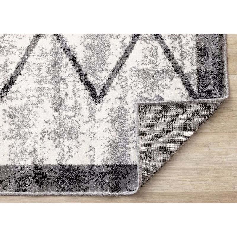 Novelle Home Claremont Grey Black Distressed Lattice Area Rug, 6'7 x 9'10 image number 6