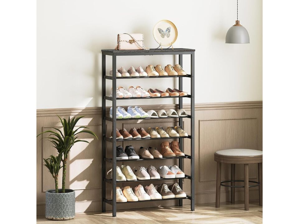 Metal Shoe Organizer 8 Tier Adjustable Shelves Closet Storage Black