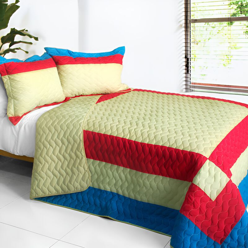3 Piece Queen Patchwork Quilt Set Snow Queen Bedroom Bedding image number 0