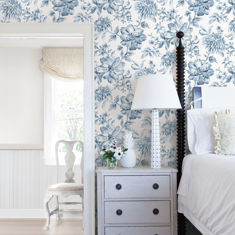 Gabriela Blue Floral Wallpaper image number 1