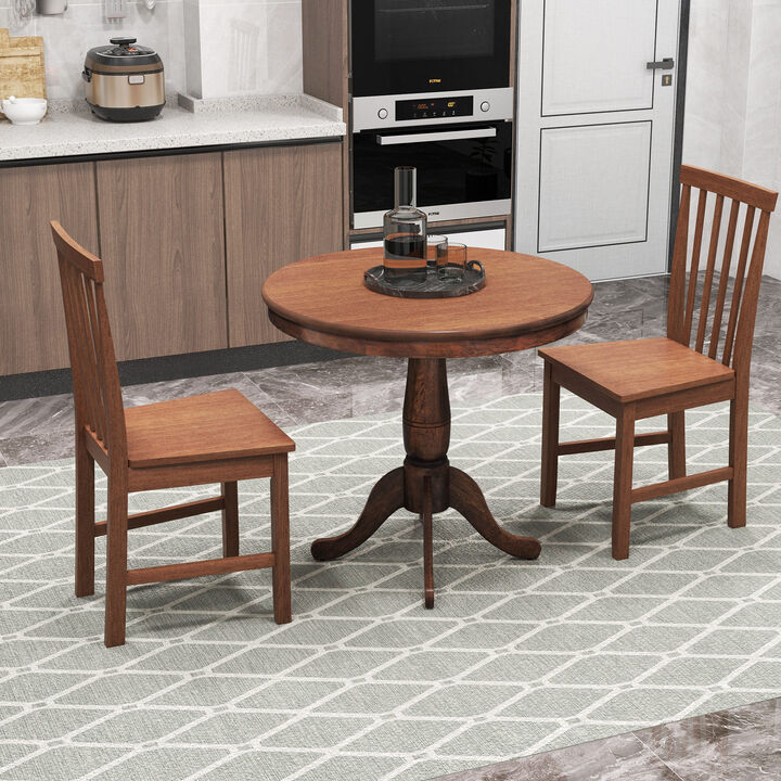 3 Pieces Wooden Dining Table and Chair Set for Cafe Kitchen Living Room