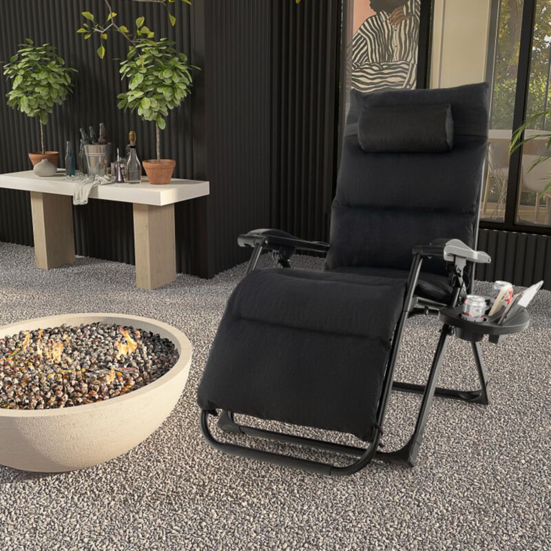 Hivvago Adjustable Metal Zero Gravity Lounge Chair with Removable Cushion and Cup Holder Tray