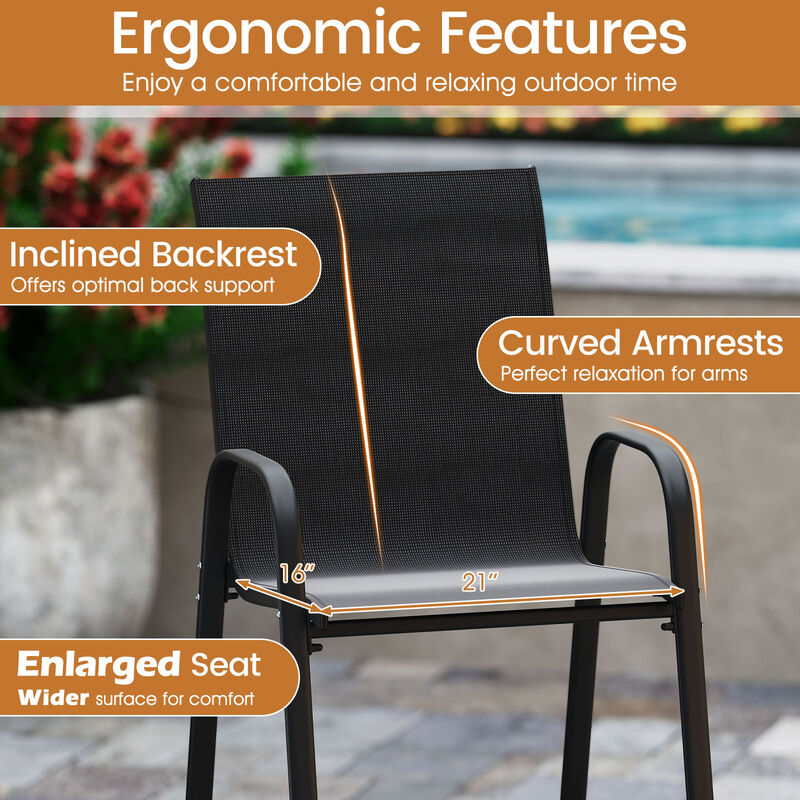 Set of 2 Patio Bar Height Stools with Fabric Seat and Armrests image number 7