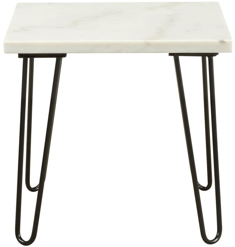 Homezia White Marble And Gold Geometric End Table image number 6