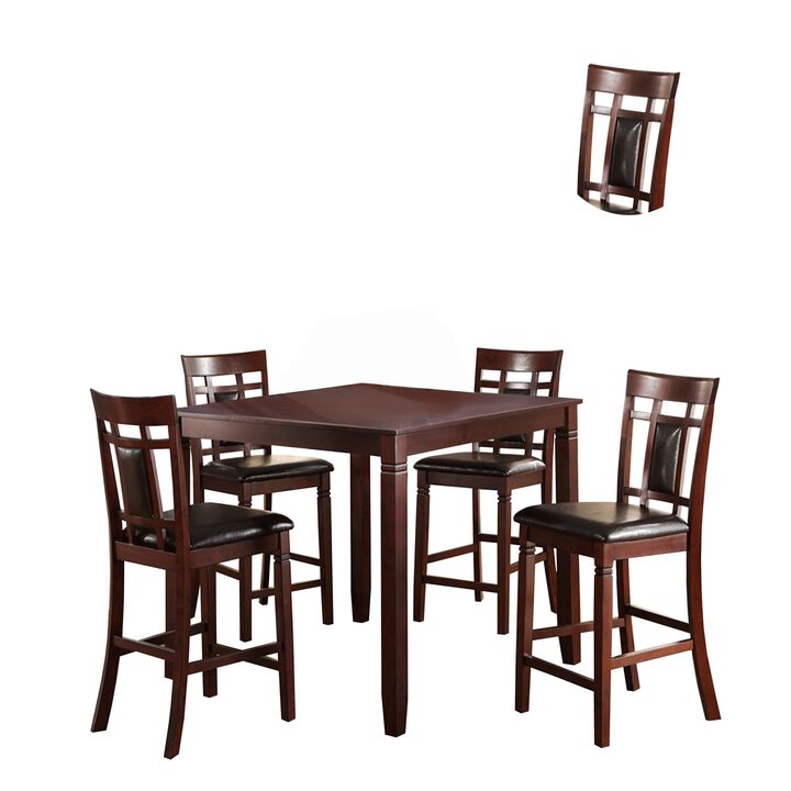 Swish Cashew Wood 5 Pieces Counter Height Dining Set In Brown