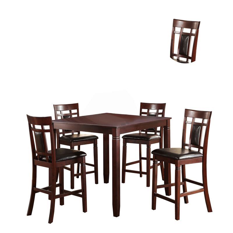Swish Cashew Wood 5 Pieces Counter Height Dining Set In Brown