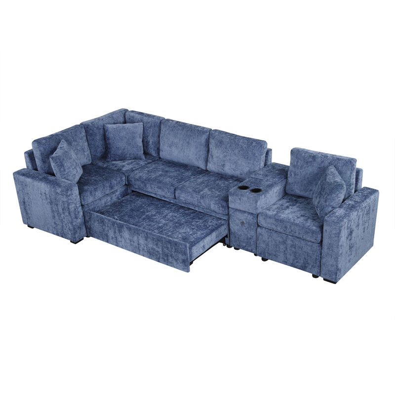 L-shaped Convertible Sectional Sofa Sleeper.