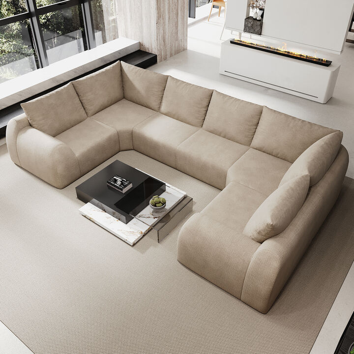 Sidgaf 135.5" 6 Seats U Shaped Modular Cloud Sofa
