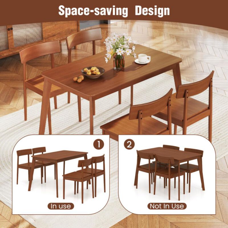 Hivvago 5 Piece Wood Dining Table Set with Rubber Wood Frame and 4 Chairs