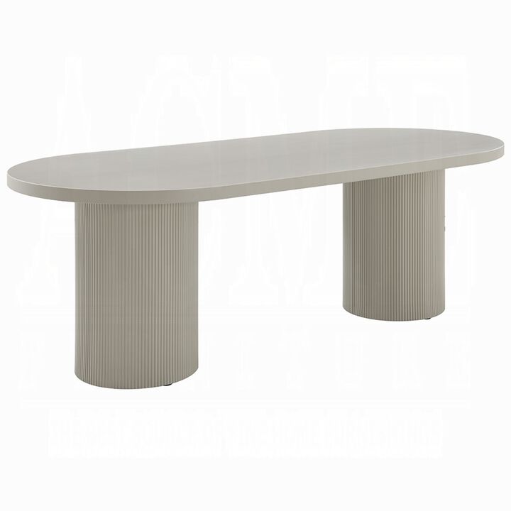 Liela Oval Dining Table, Double Pedestal Base, Bone White 87 Inch