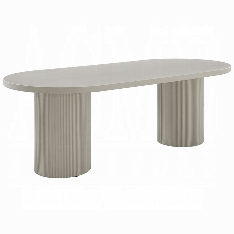 Liela Oval Dining Table, Double Pedestal Base, Bone White 87 Inch