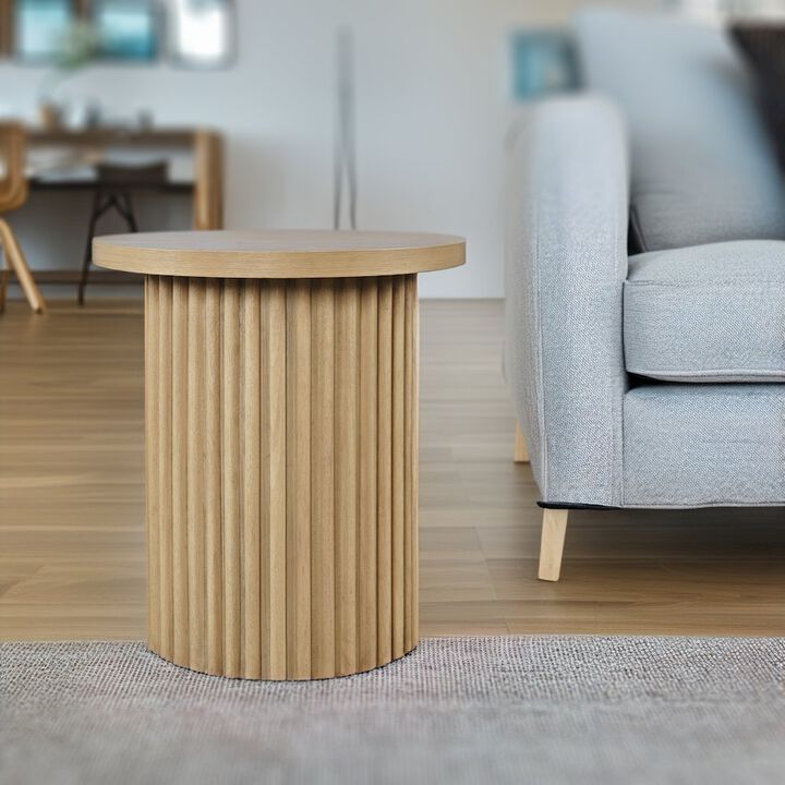 Jofran Auden 24 Round Mid-Century Modern Fluted Pedestal Base End Table