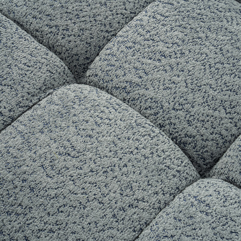 FUFU&GAGA Modern L-Shaped Sofa Set with Ottoman, Includes 2 Pillows, Textured Fabric, (110.2 in. W x 61 in. D x 35.4 in. H), Gray