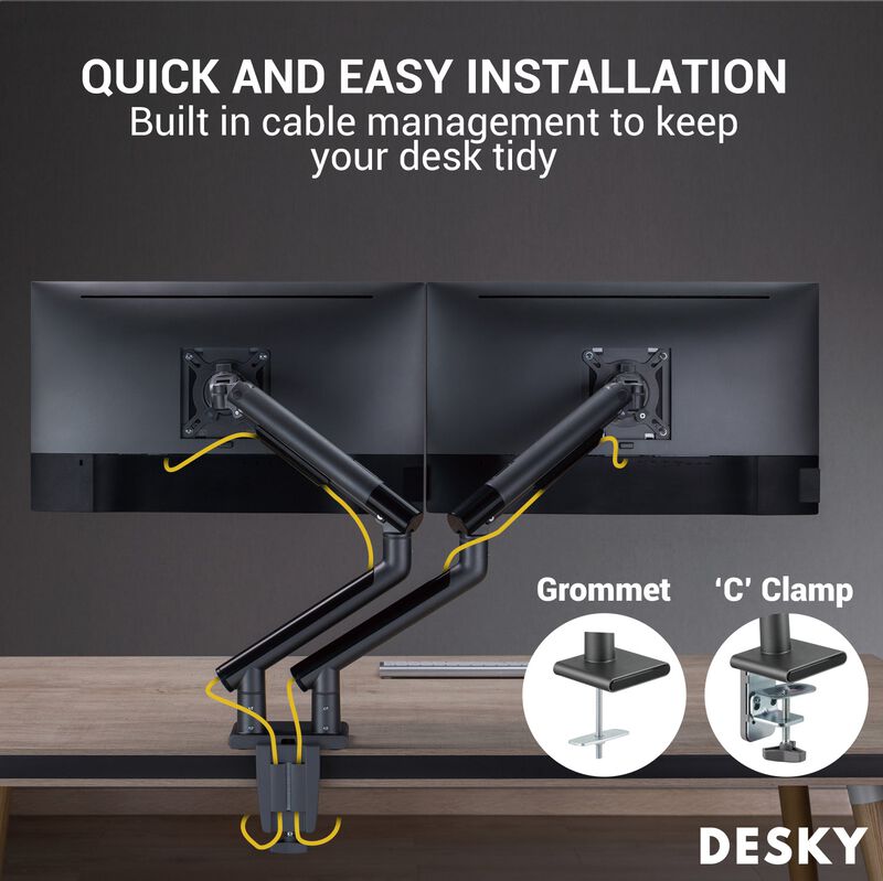Desky Dual Slim Aluminium Monitor Arm image number 4