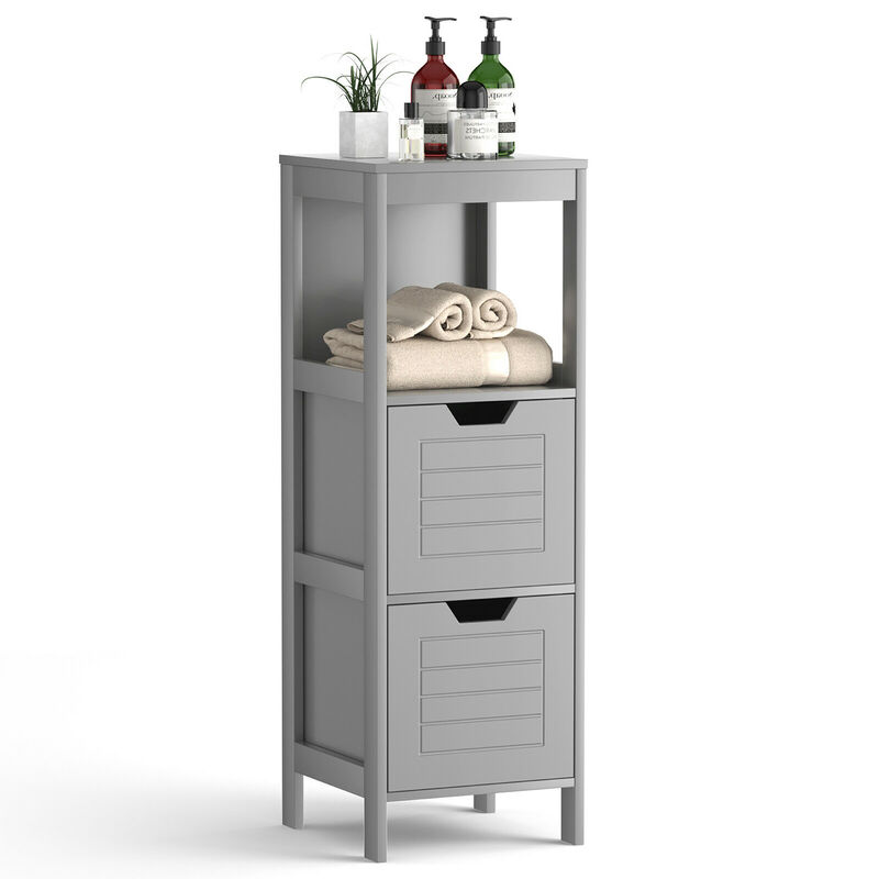 Costway Bathroom Wooden Floor Cabinet Multifunction Storage Rack Organizer Brown image number 9