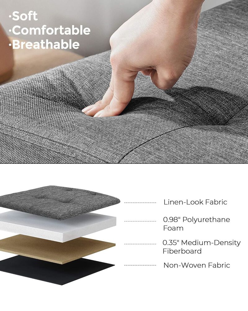 Long Folding Ottoman with Storage and Divider &ndash; 43" Upholstered Bench and Foot Stool for Home Organization