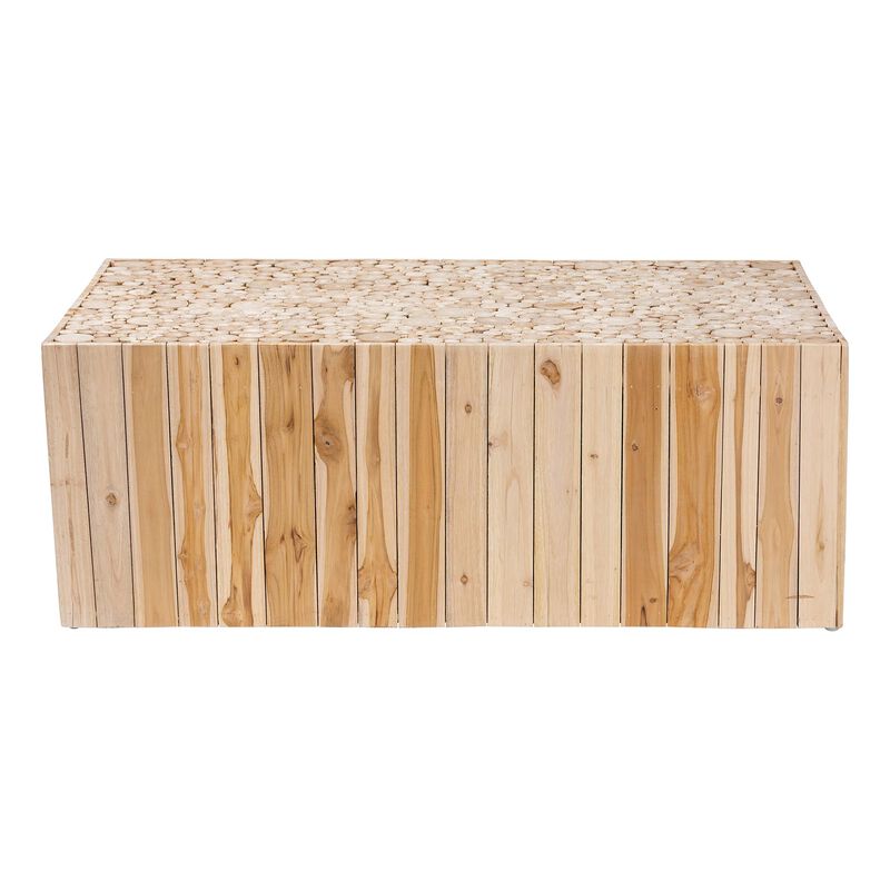 Bali & Pari Grayson Bohemian Natural Teak Wood Coffee Table with Unique Repurposed Wood Logs
