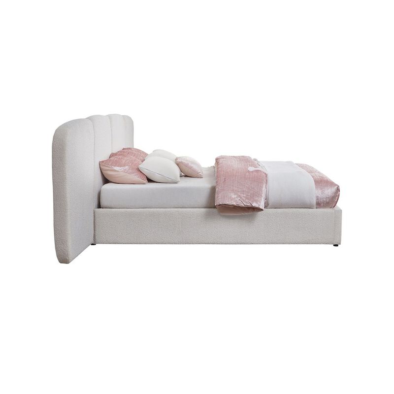 Meridian Furniture Shiloh Cream Boucle Fabric King Bed