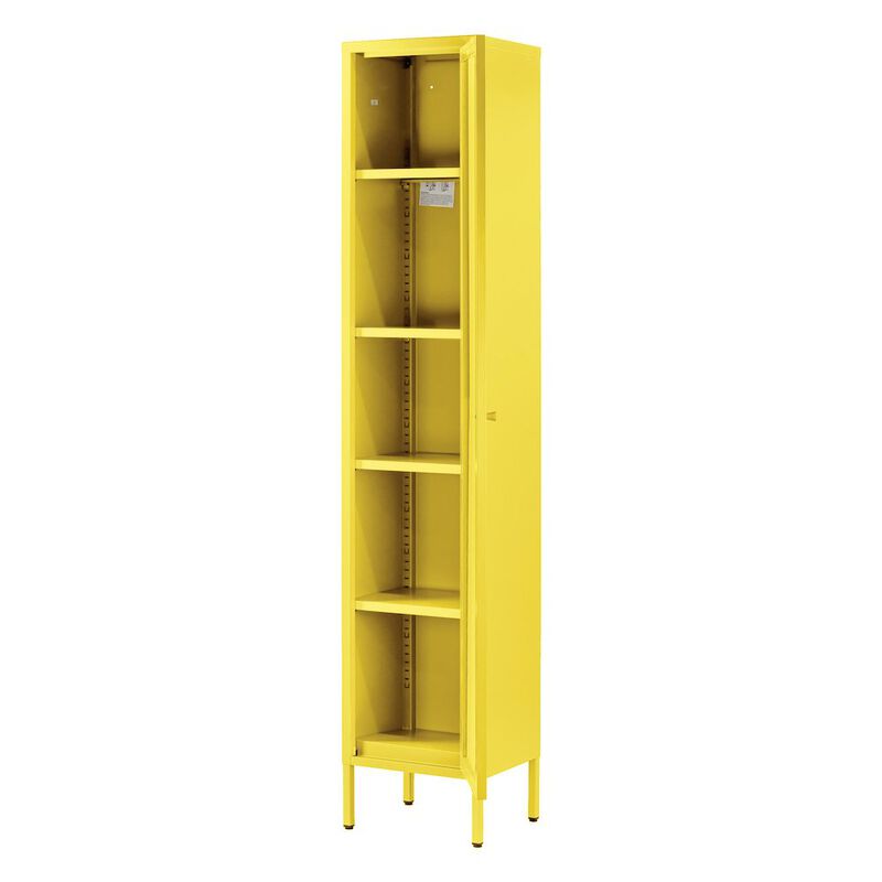 Glamour Home Avis 71-inch Yellow Metal Cabinet with Clear Door