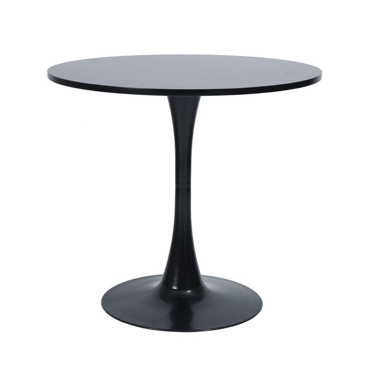 Modern 31.5" Dining Table with Round Top and Pedestal Base in b Lack color
