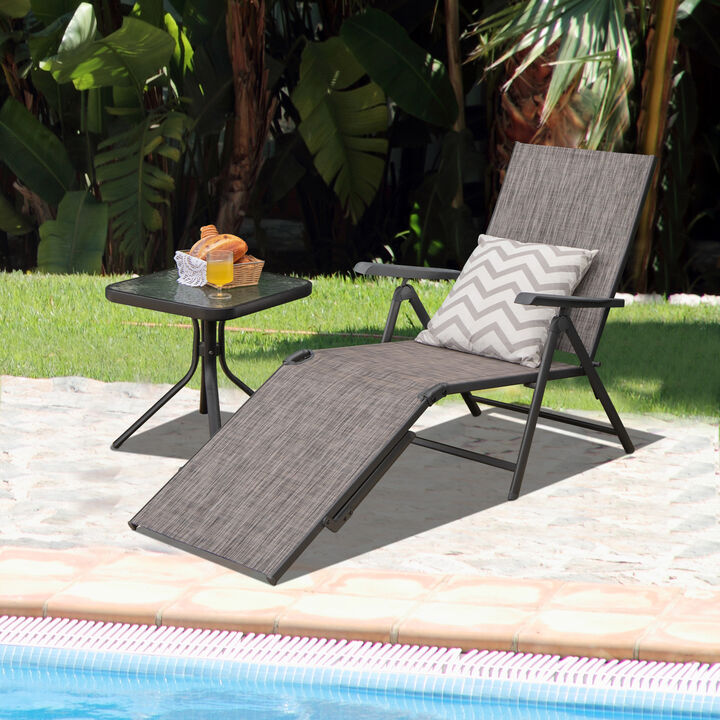 Patio Foldable Chaise Lounge Chair with Backrest and Footrest