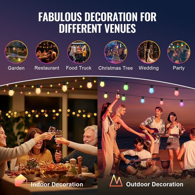 Outdoor String Lights with APP Control, 30 Bulbs, Dimmable Patio Lights, Waterproof image number 2