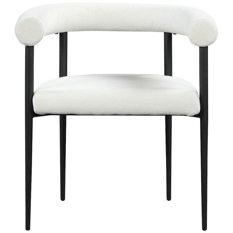 Meridian Furniture Louie Cream Boucle Fabric Dining Chair, Set of 2