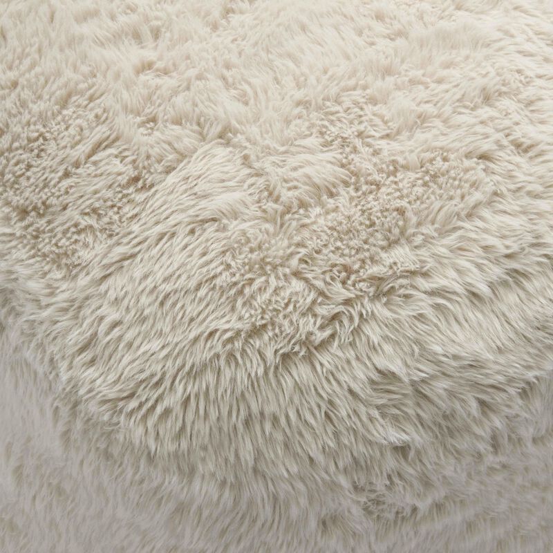 Britt Dark Taupe Vegan Shearling Ottoman