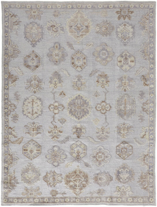 4 X 6 Ivory Silver And Tan Floral Hand Knotted Stain Resistant Area Rug