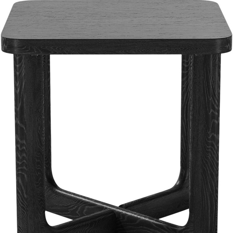 HomeRoots 24" Black Solid Wood Square End Table image number 3