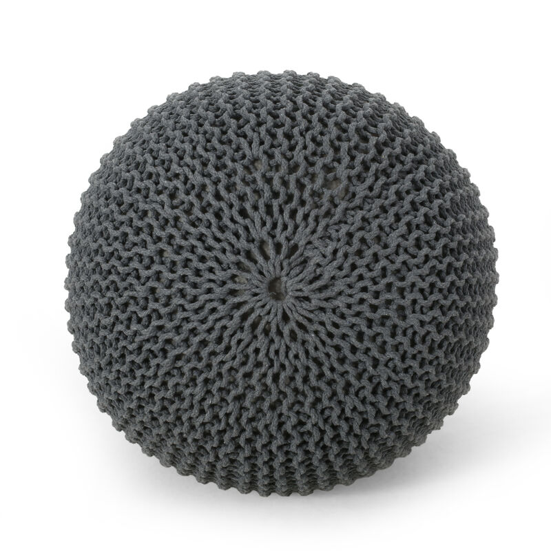 GOODSILO Versatile Knitted Cotton Round Pouf Ottoman Floor Cushion for Modern Living Room Seating and Decor image number 6