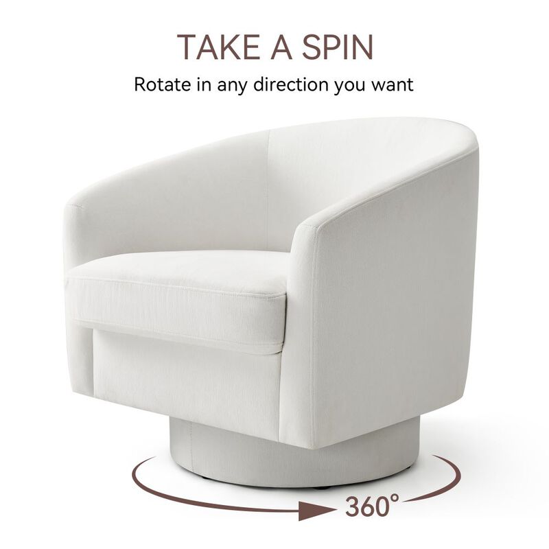 Swivel Barrel Accent Chair, Modern Armchair, 360 Rotation Comfy Bucket Reading Chair for Living Room image number 4