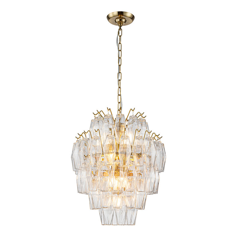 18'' Midcentury Modern Murano Glass Round Chandeliers 6-Light Handblown Glass Pendant Light Fixture Warm Brass Finish For Dining Room Living Room image number 0