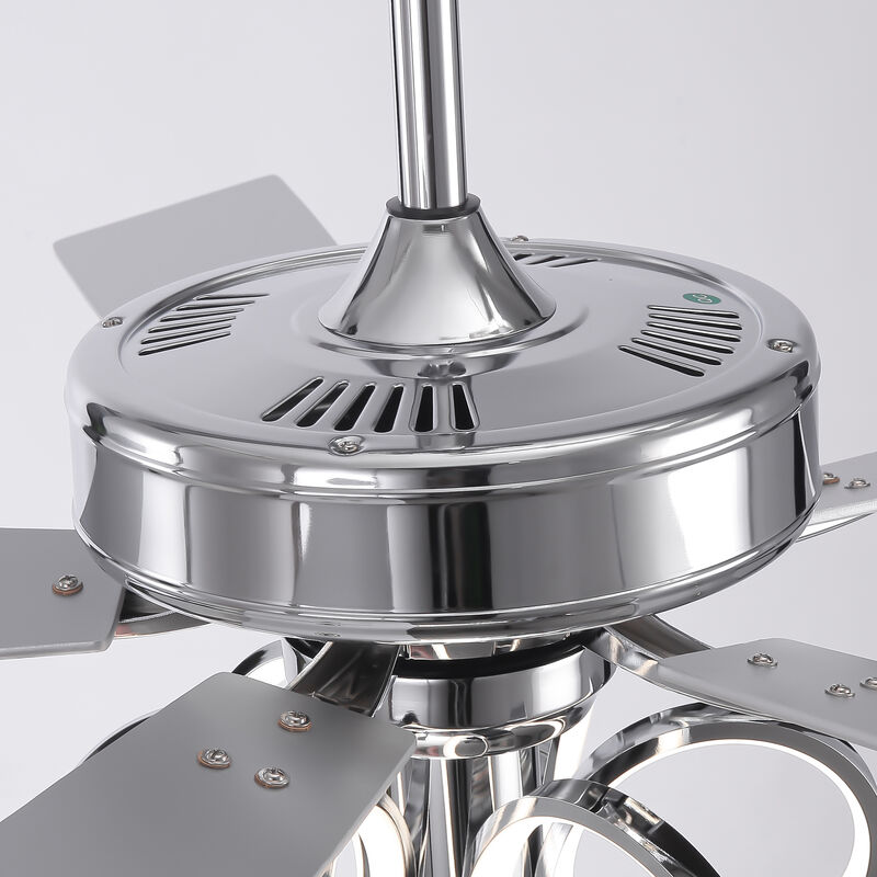 52 in. Chrome Reversible Blades 6-Speed Ceiling Fan with Light and Remote