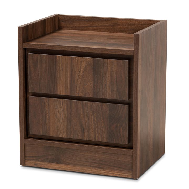 Baxton Studio Hale Modern and Contemporary Walnut Brown Finished Wood 1-Door Nightstand