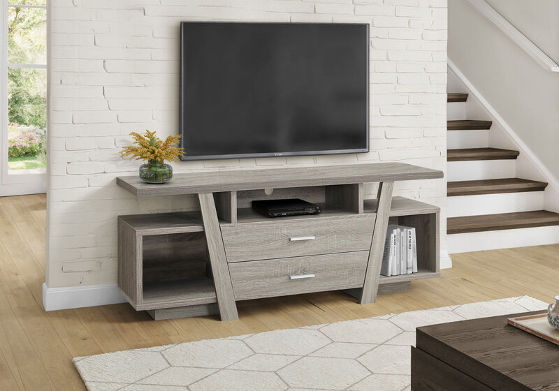 Wooden Open Shelving TV Stand &ndash; Contemporary Media Console with Storage for Home and Living Space