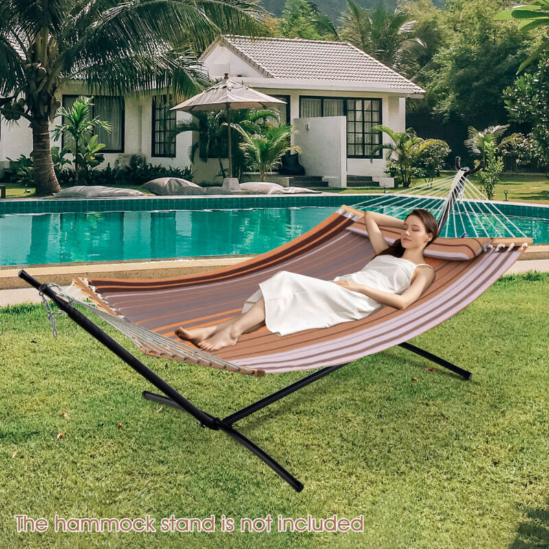 Patio Swing Hammock Bed &ndash; Folding Outdoor Lounger with Detachable Pillow