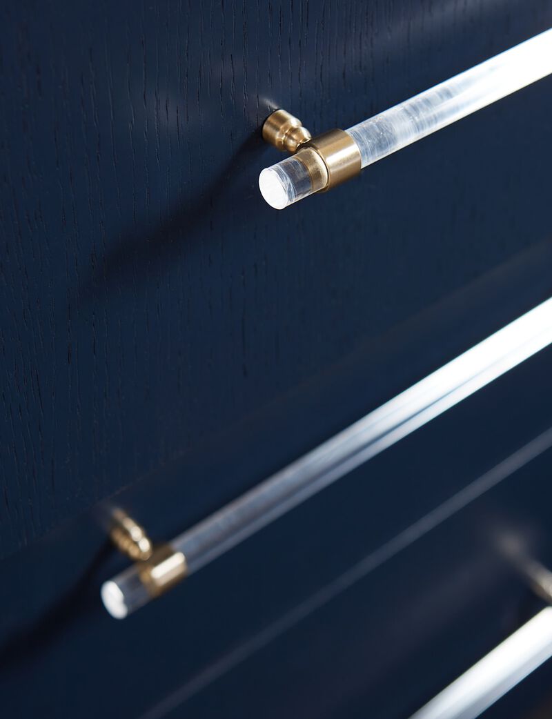 Argento Six Drawer Dresser in Navy Blue and Burnished Brass