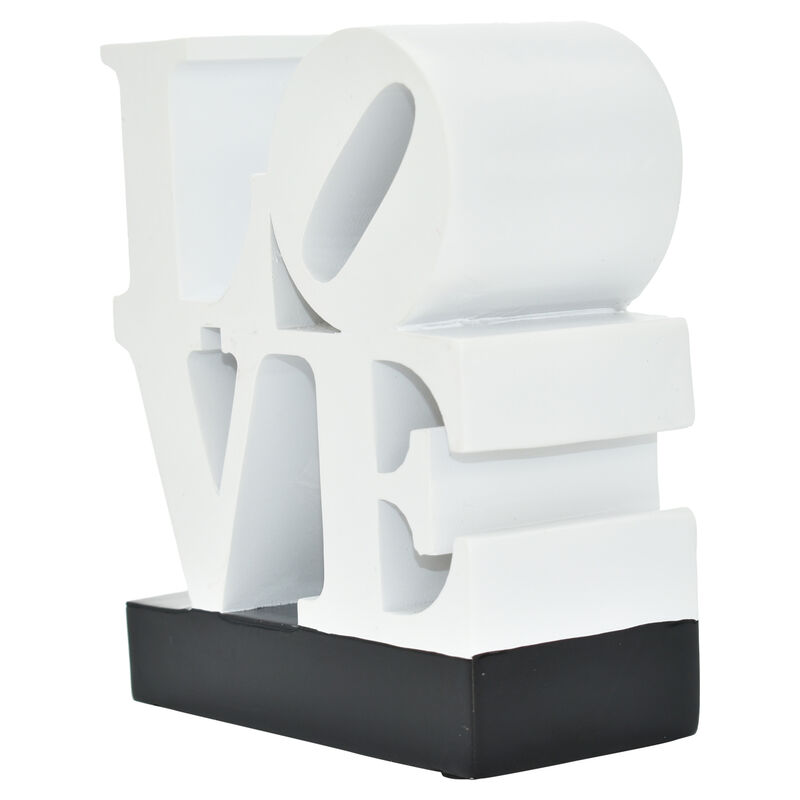 HomeRoots 4" White And Black Resin Love Tabletop Sculpture image number 3