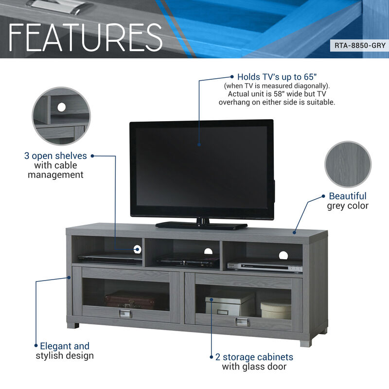 Streamdale Durbin TV Stand For TVs Up To 75In, Grey image number 2