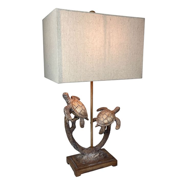 Set Of 2 Double Sea Turtle Table Lamps Coastal Nautical Resin 2775 W Shades
