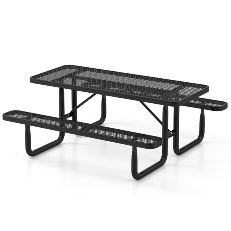 Hivvago Outdoor Picnic Table and Bench Set for 8 Person with Seats and Mesh Grid