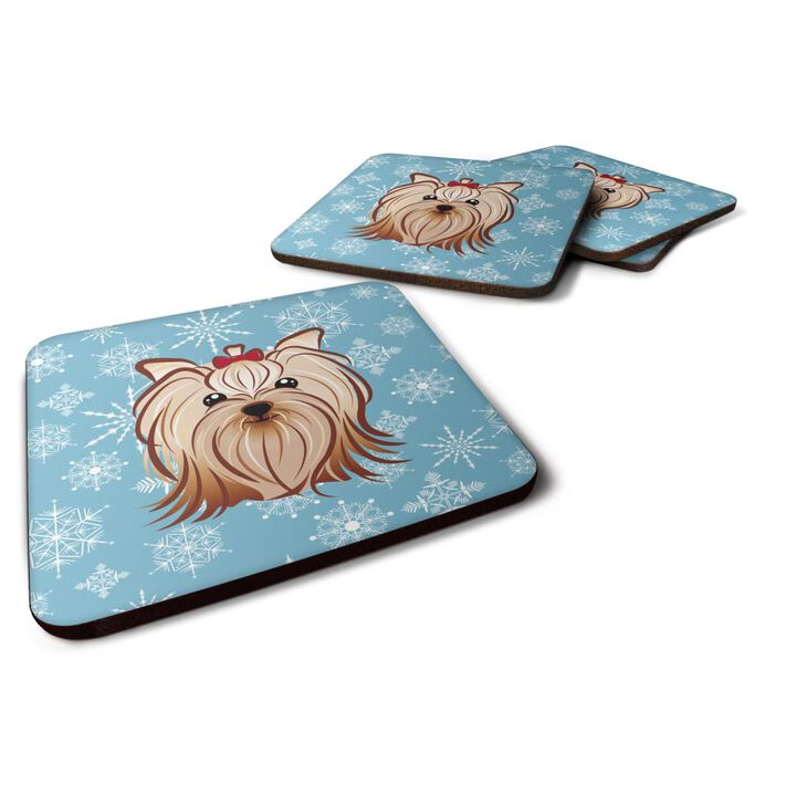 Caroline's Treasures BB1638FC Snowflake Yorkie Yorkshire Terrier Foam Coasters (Set of 4), 3.5, Multicolor