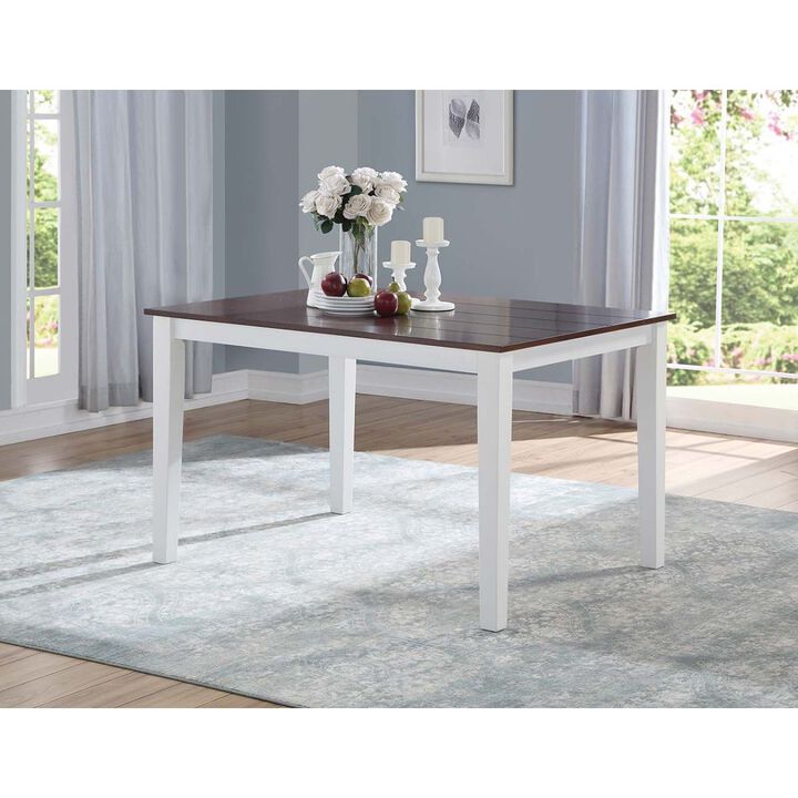Green Leigh Dining Table, White & Walnut