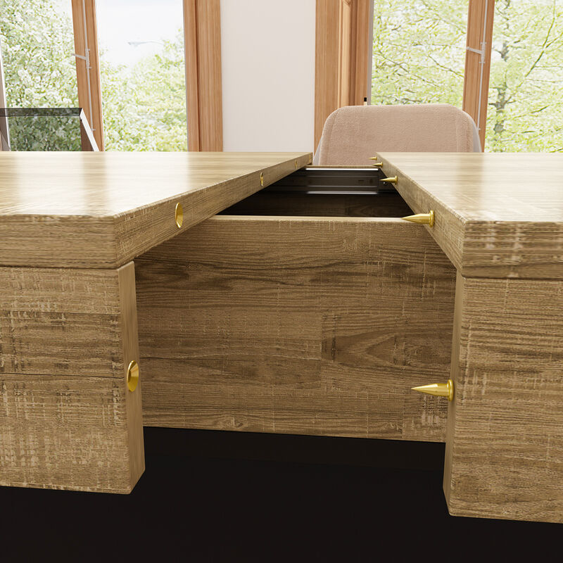 78.7 in. Width, Rectangle Wooden Grain Top & Black Bottom, Home Office Desk, Computer Desk, Writing Desk