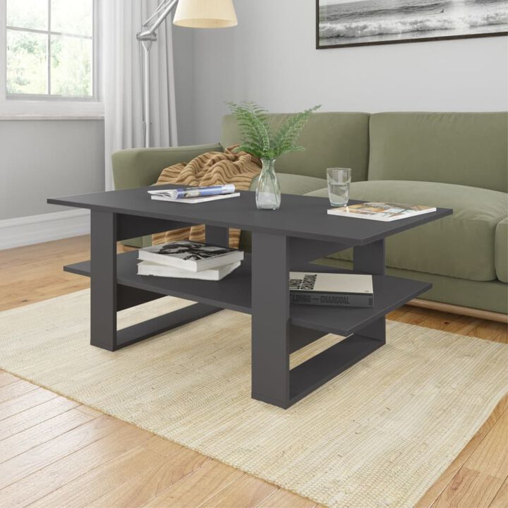 vidaXL Coffee Table Gray 43.3"x21.6"x16.5" Chipboard